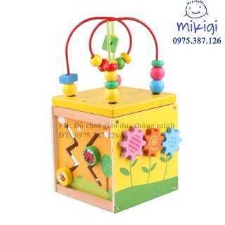 Đồ chơi gỗ luồn hạt, thả hình phát triển tư duy, đa giác quan cho bé