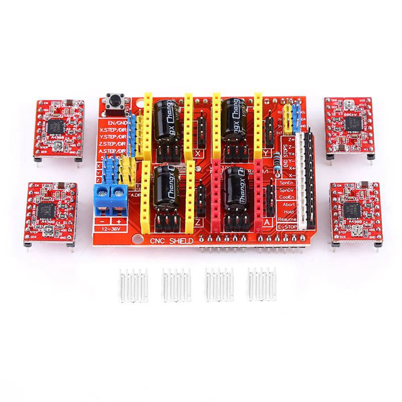 CNC Shield Board for UNO R3 + 4Pcs A4988 Stepper Motor Driver For Arduino 3D Printer