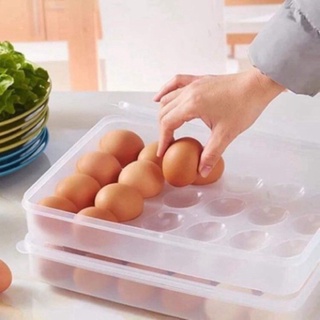 Khay đựng trứng trong tủ lạnh, hộp đựng trứng để tủ lạnh 24 ô tròn có nắp nhựa màu trắng trong suốt 306cm