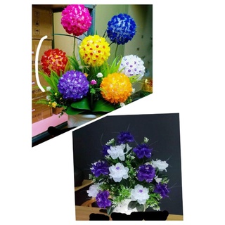 Nguyên liệu 2 bình hoa tú cầu và hoa hồng