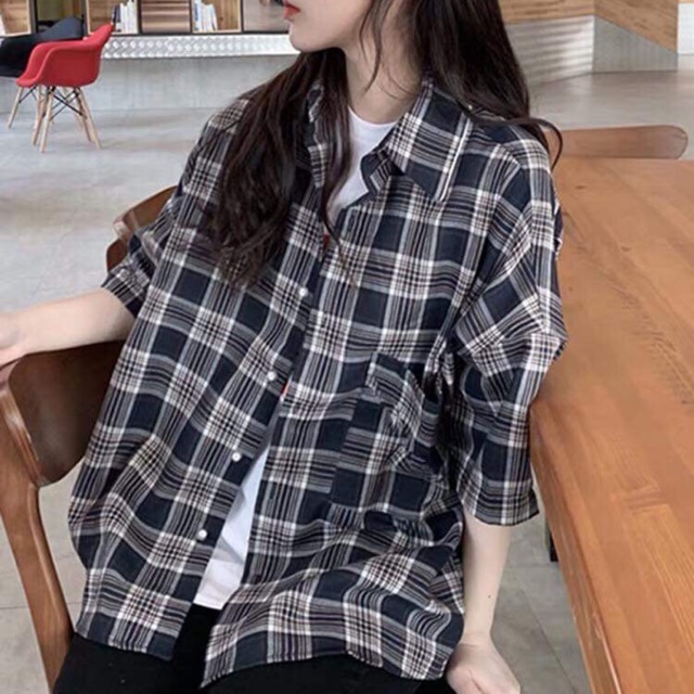 [ORDER] Áo sơ mi kẻ caro dáng dài (có ảnh thật)