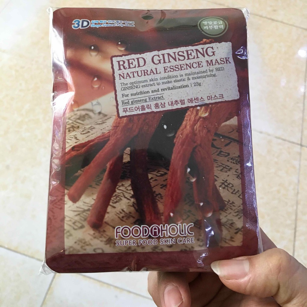 Mặt Nạ 3D Hồng Sâm Red Ginseng Natural Essence Mask Foodaholic