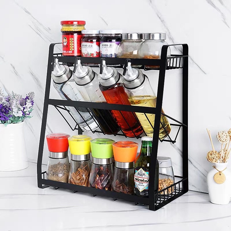 Kệ Gia Vị Nhà Bếp CamCamHome 3 tầng Nhập Khẩu Thiết Kế Để Nghiêng Sáng Tạo