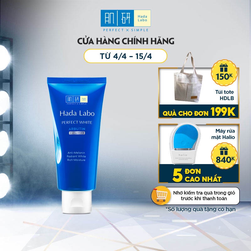 Kem rửa mặt dưỡng trắng Hada Labo Perfect White Cleanser 80g