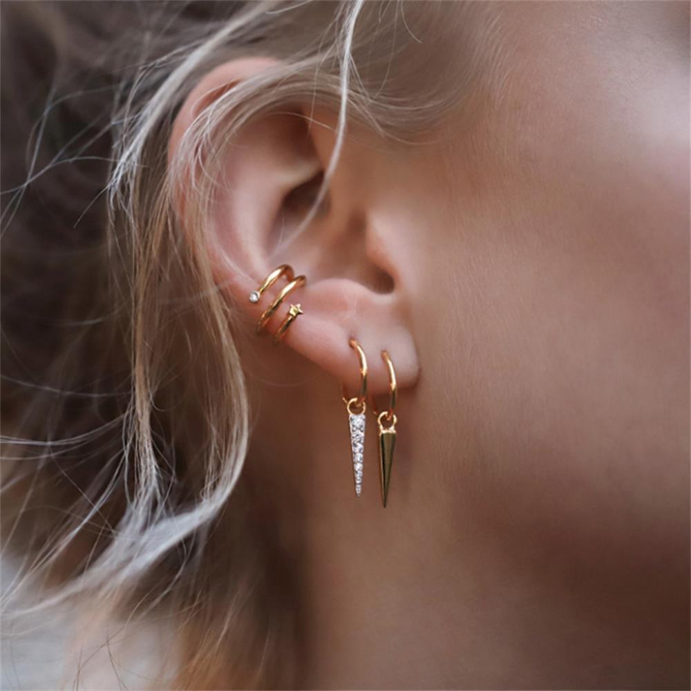 MOILY Women Fashion Gift Jewelry No Pierced Party CZ Cuff Earrings