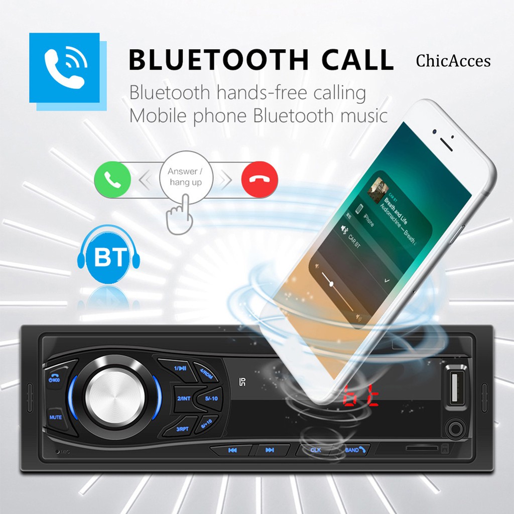 Bộ Dàn Âm Thanh Mp3 Bluetooth 12v 1 Din Chuyên Dụng Cho Xe Hơi