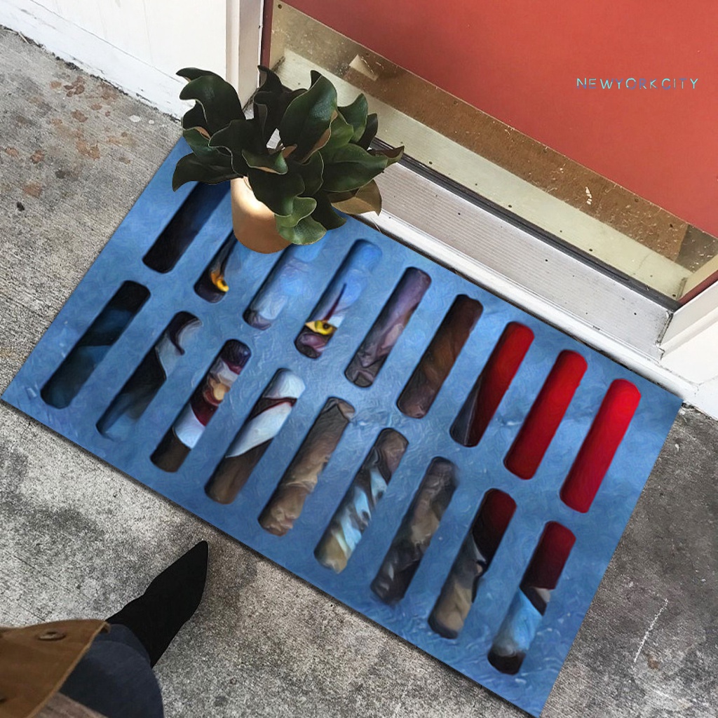 Thảm Chùi Chân Polyester Chống Trượt Thấm Hút Mạnh Họa Tiết Chú Hề Dùng Hàng Ngày