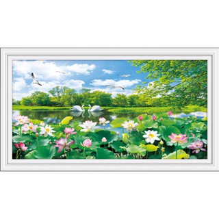 Tranh Thêu Chữ Thập 3D Ao Sen Quê Mẹ 223109 (KHÁCH TỰ THÊU) KT:131X69CM