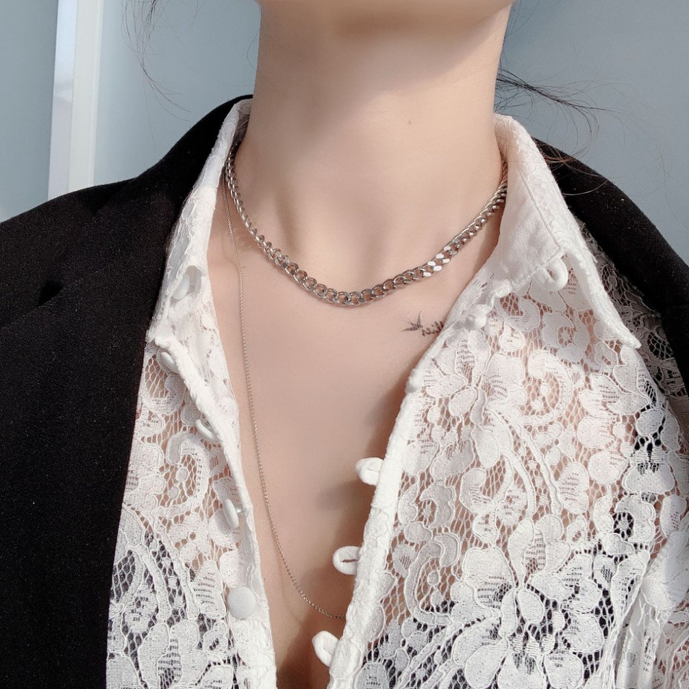 Choker Phối Xích Đôi 2 Vòng Bạc S925 Phong Cách Cá Tính - Vani Store