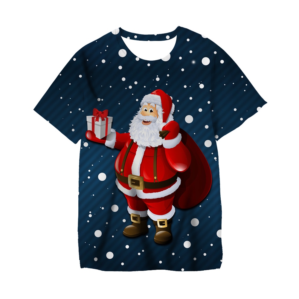 Áo Thun In Hình Ông Già Noel Và Tuần Lộc Giáng Sinh Thời Trang Cho Bé