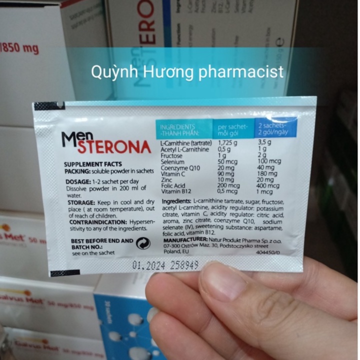 ( CHÍNH HÃNG ) MEN STERONA hộp 30 gói hỗ trợ sức khỏe nam giới