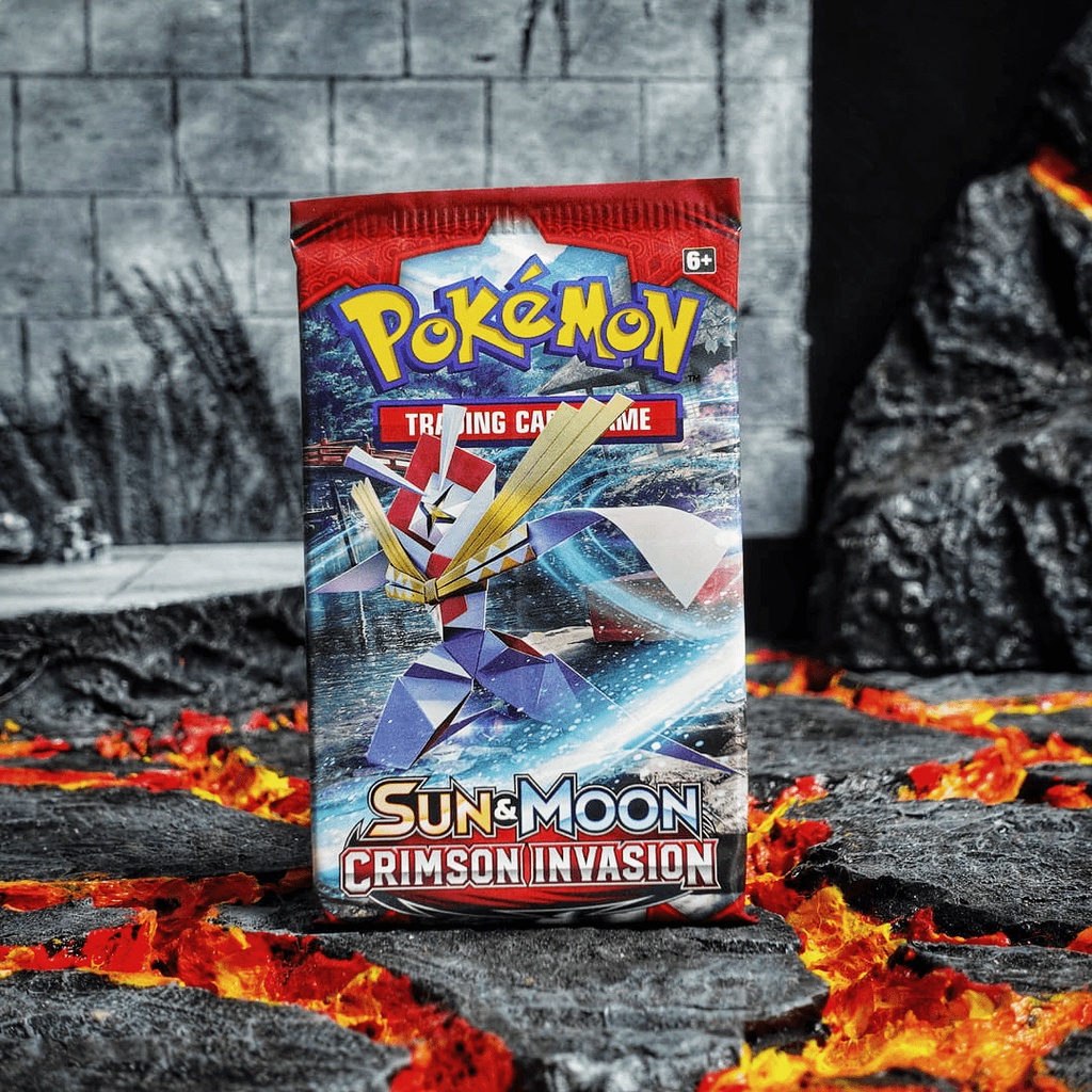 Một gói thẻ bài và bọc thẻ bài Pokemon TCG Sun and Moon Crimson Invasion Booster Pack CHÍNH HÃNG MỸ POKTCGUSBP5