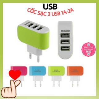 CỐC SẠC 3 USB - CỦ SẠC 3 USB, 3 CỔNG USB - 1A, 2A