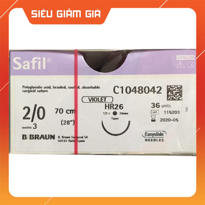 Chỉ phẫu thuật Safil 2-0