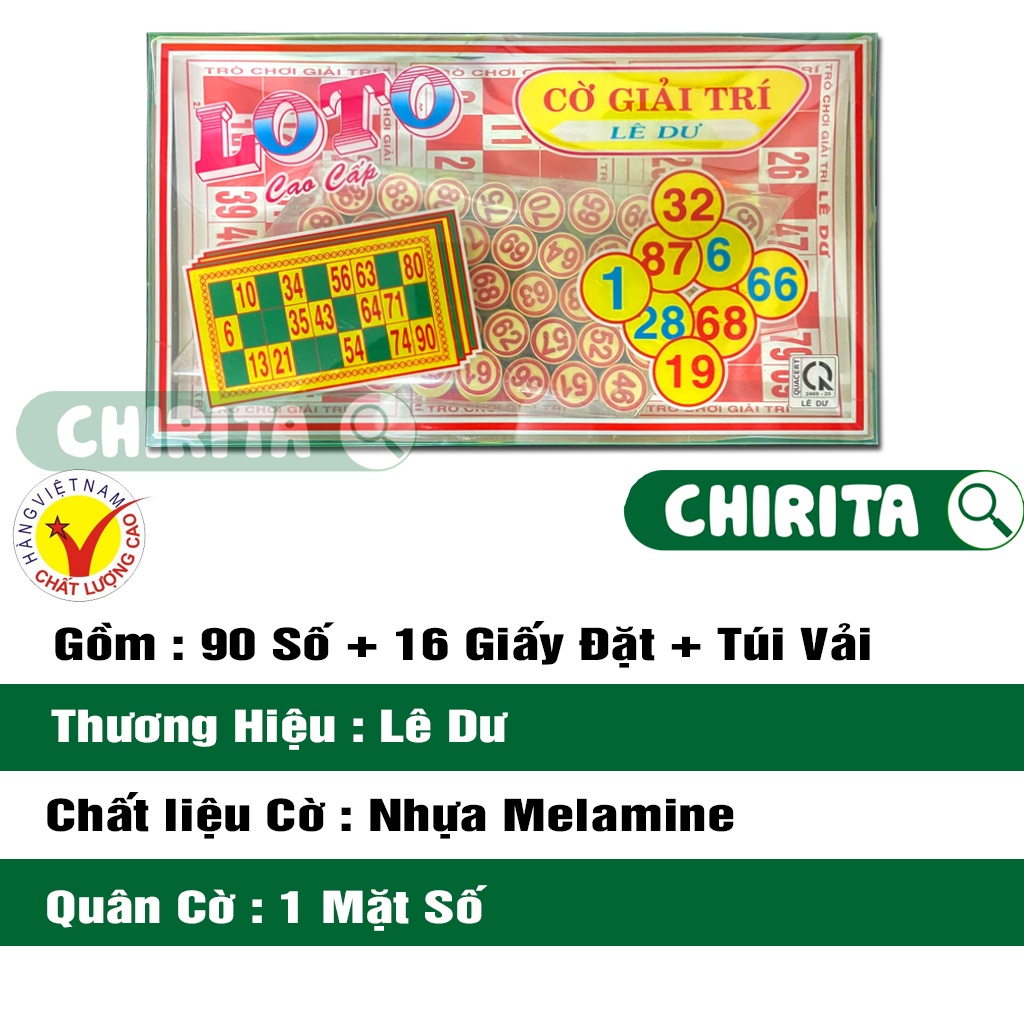 Bộ Đồ Chơi Lô Tô - Bộ Cờ Lô Tô Liên Hiệp Thành (90 Số) Giấy Và Melamine Cao Cấp, Boardgame, Đồ Chơi Gia Đình CHIRITA