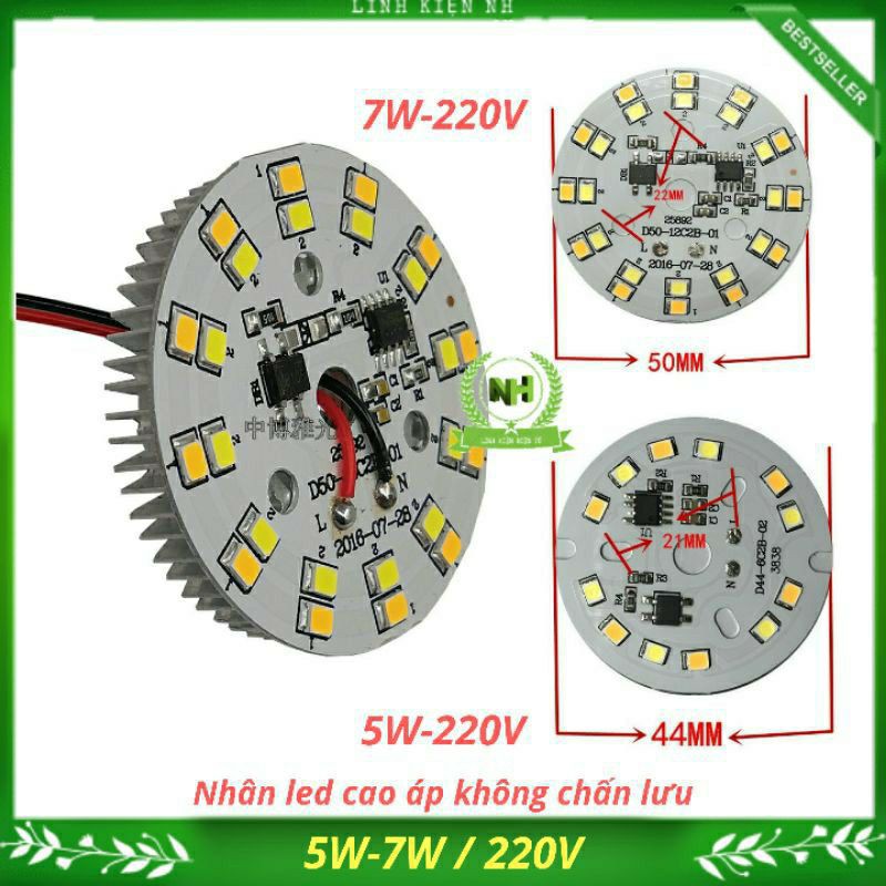 (LKNH) Nhân Led Mắt Led vỉ tròn 5W-7W/220V 3 Mầu ( Thay mắt âm trần,mắt rọi ) Loại Tốt