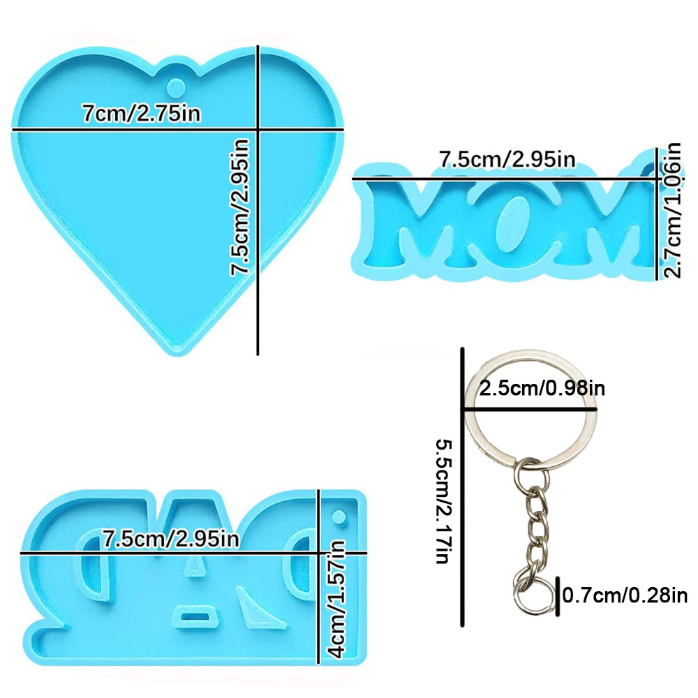 Set 3 / 20 Khuôn Silicone Tạo Hình Làm Mặt Dây Chuyền / Xà Phòng Hình Chìa Khóa / Chữ Ý Nghĩa Cho Ngày Của Mẹ