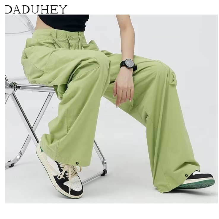 DaDuHey Men‘s and Women's Summer New Loose Casual Working Pants Wide Leg Pants Ins High Street Retro Straight-Leg Ankle-Banded Pants