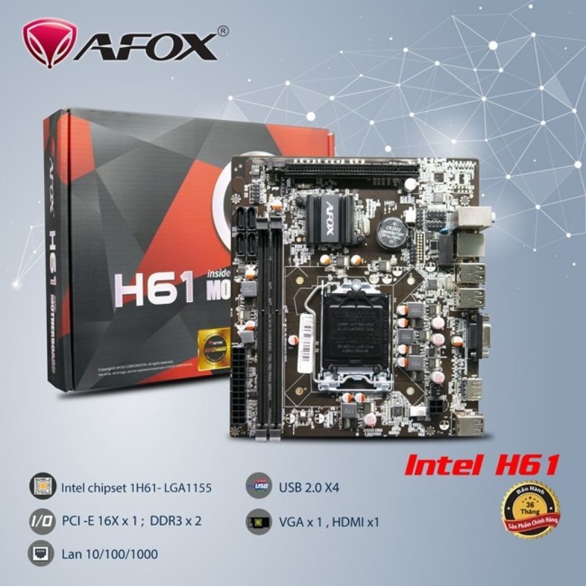 Main H81 H61 AFOX ,Bo mạch chủ máy tính hàng Mới Full box Chính hãng - Bảo Hành 36 Tháng