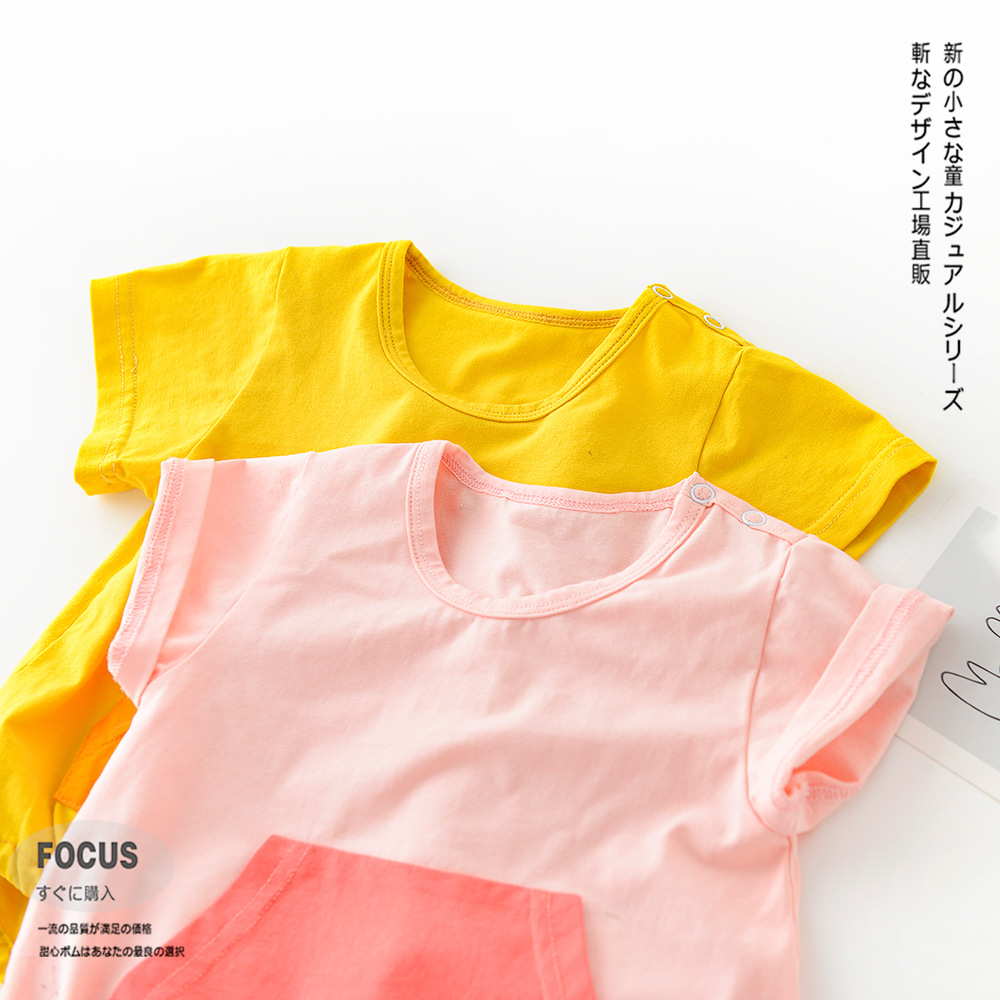 Bộ Áo Liền Quần Vải Cotton Tay Ngắn Phối Mũ Dễ Thương Cho Bé
