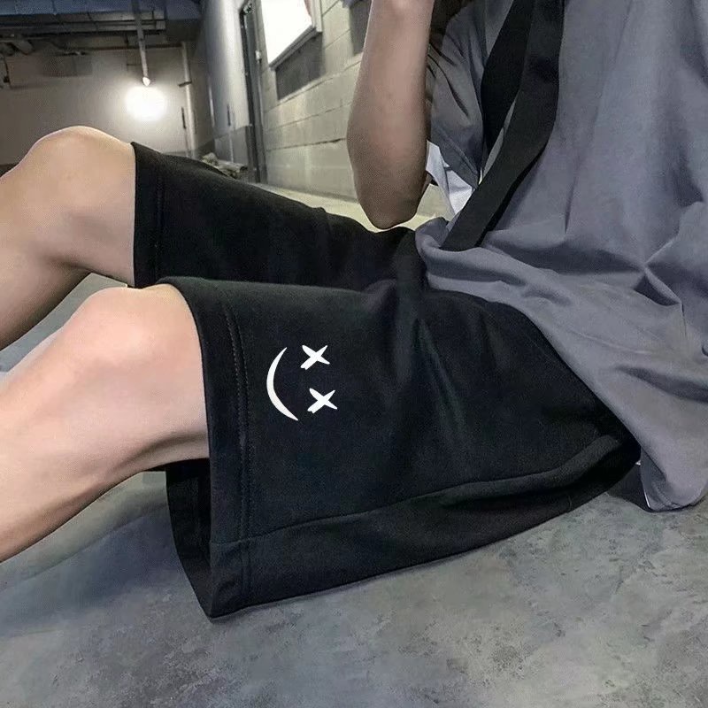 Quần Short Nam In Hình Mặt Cười Thời Trang Hàn Quốc bigsize quần đùi rộng quần đùi lưng cao quần short quần thể thao nam ngắn
