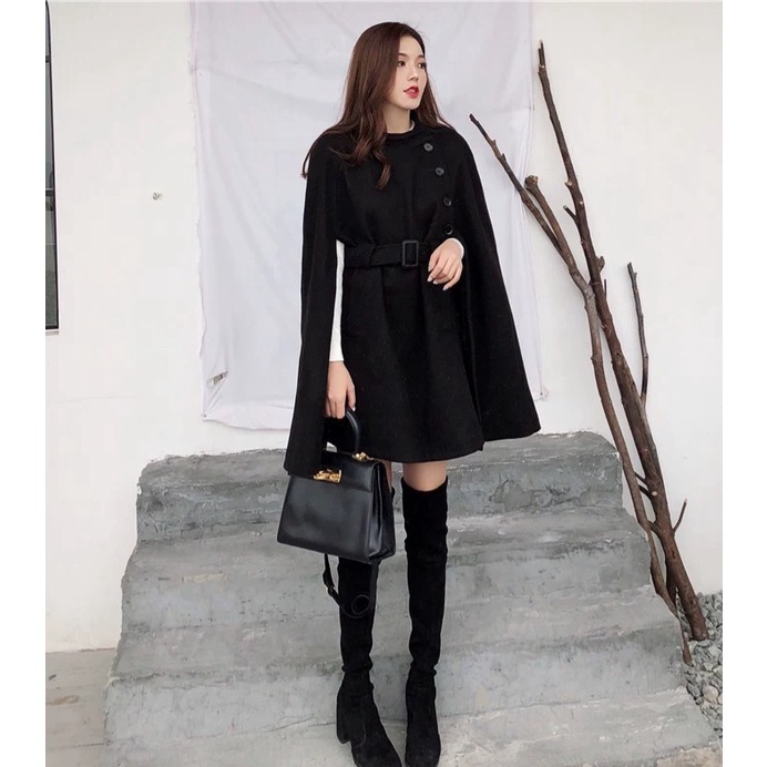 [Áo choàng cánh dơi] Áo dạ choàng tay cánh dơi phong cách hepburn Pháo nhẹ nhàng quý phái mùa thu đông | BigBuy360 - bigbuy360.vn