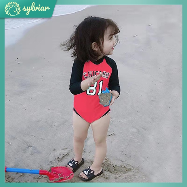 Bộ Đồ Bơi Một Mảnh Tay Dài Chống Nắng + Mũ Bơi Dành Cho Bé 2-7 Tuổi