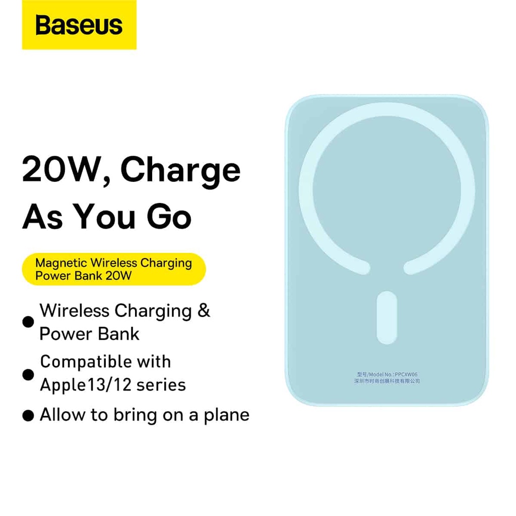 Pin dự phòng sạc nhanh Baseus Magnetic 6000mAh PPCXW06 sạc không dây wireless 15W - hỗ trợ PD 20W (4 màu tuỳ chọn)
