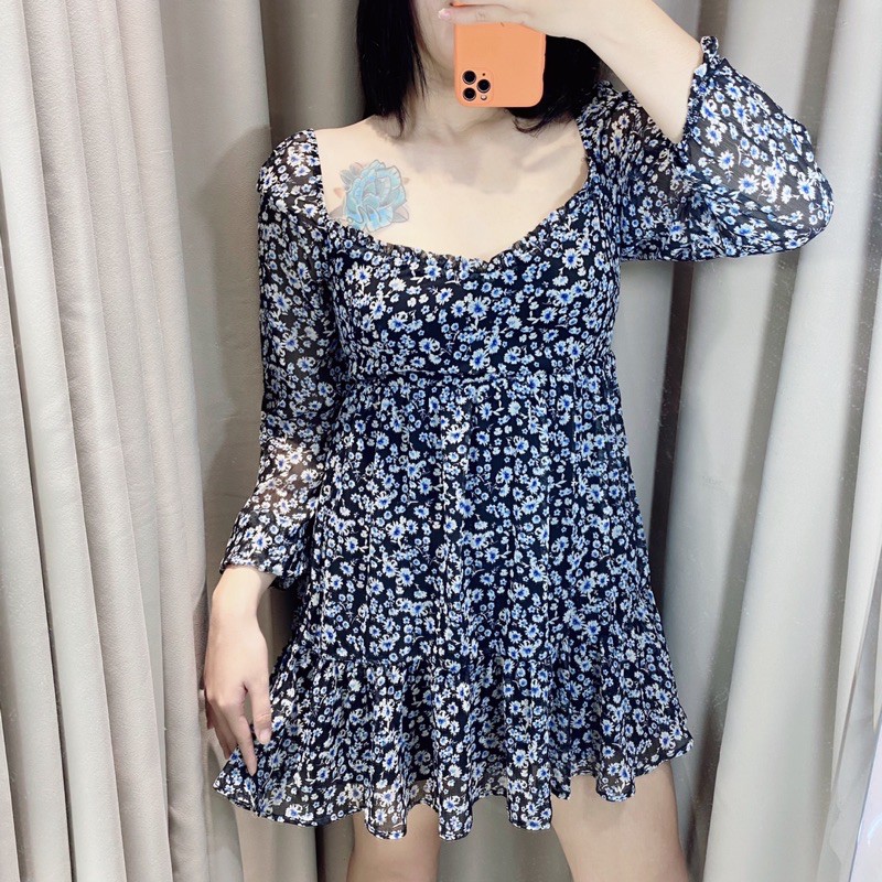 Đầm [Cao cấp] cổ U hoa nhí bigsize