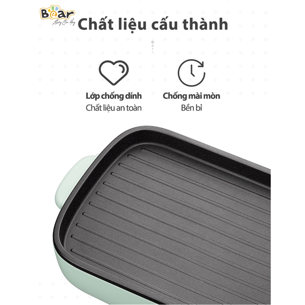 Nồi Lẩu Nướng Điện Mini Đa Năng BEAR SU004 _Bản Quốc Tế_Bếp Nướng Lẩu Mini Gia Đình,1600W_Bảo Hành 18 Tháng