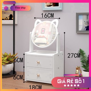 @ HOT FREESHIP Bàn Trang Điểm Mini Có Gương Mèo Hello Kitty Bằng Gỗ Nhựa Để Phòng Ngủ - Màu Trắng Nhỏ Gọn Đựng Mỹ Phẩm 2