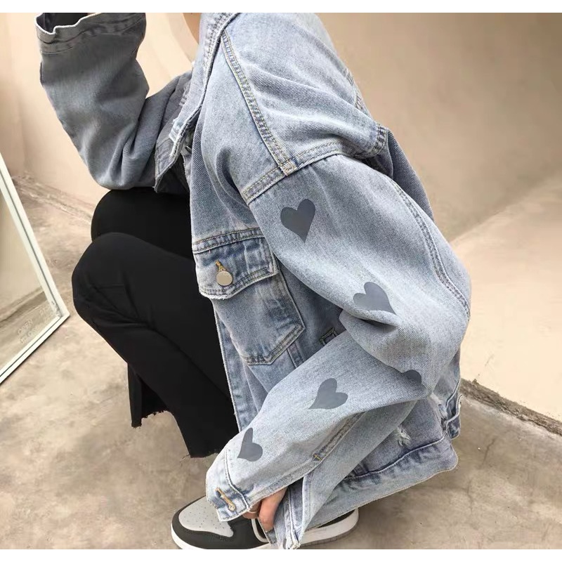 【SALE 99K】Áo khoác bò trái tim đen ⚡️ 𝐅𝐑𝐄𝐄 𝐒𝐇𝐈𝐏 ⚡️Korea Style cho nàng ngọt ngào - Mã AB33