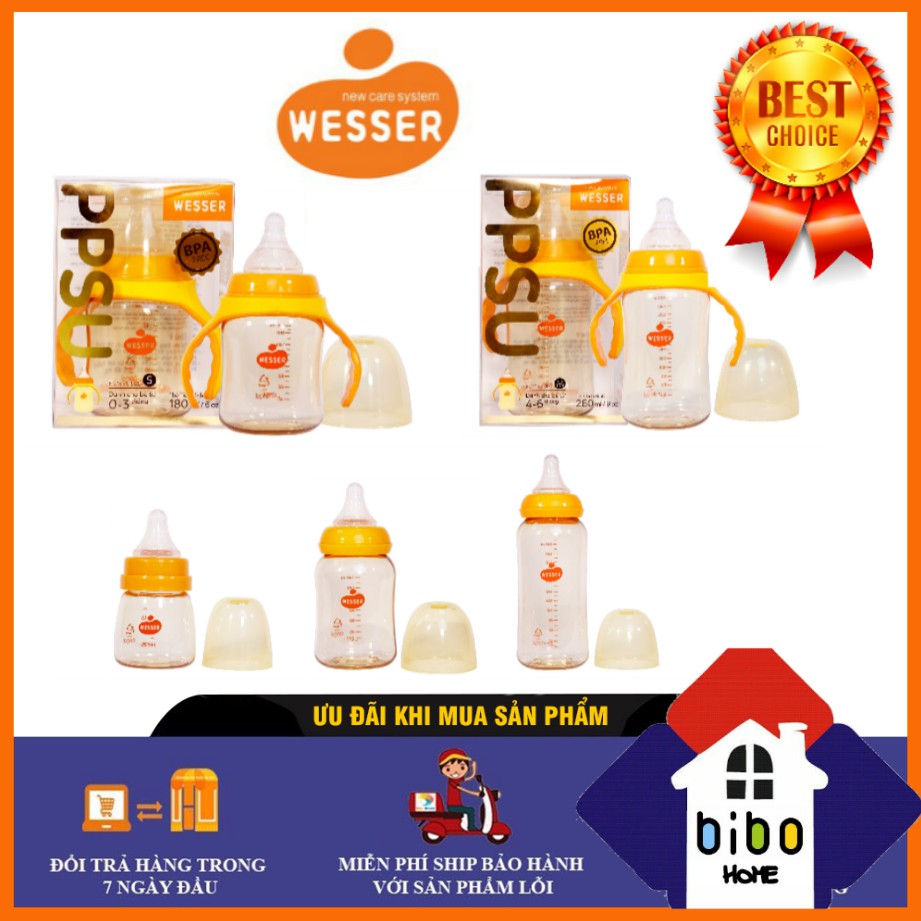 [MẪU MỚI] Bình Sữa Wesser PPSU 🍼ĐỦ SIZE