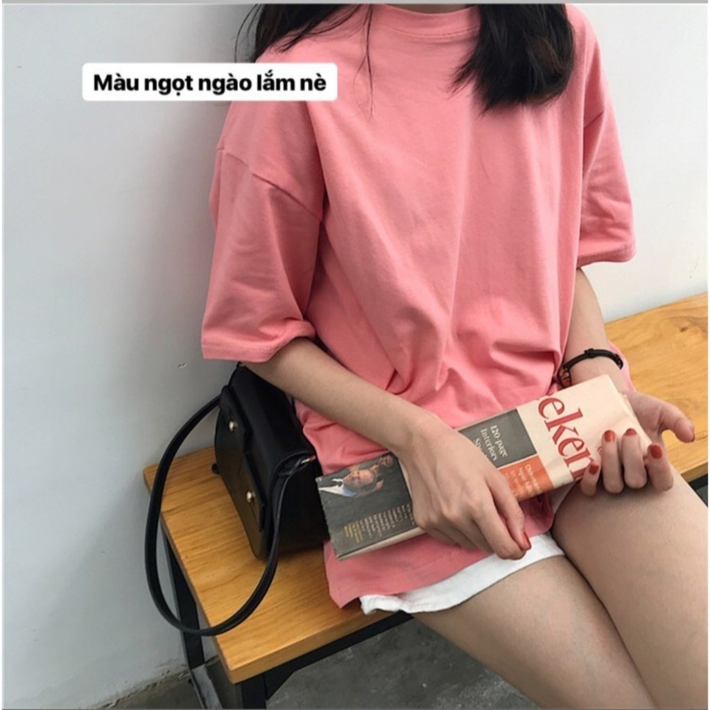 áo thun tay lỡ màu HỒNG PHẤN nam &amp; nữ FOME RỘNG có chọn size, chất thun xịn 3YY-77