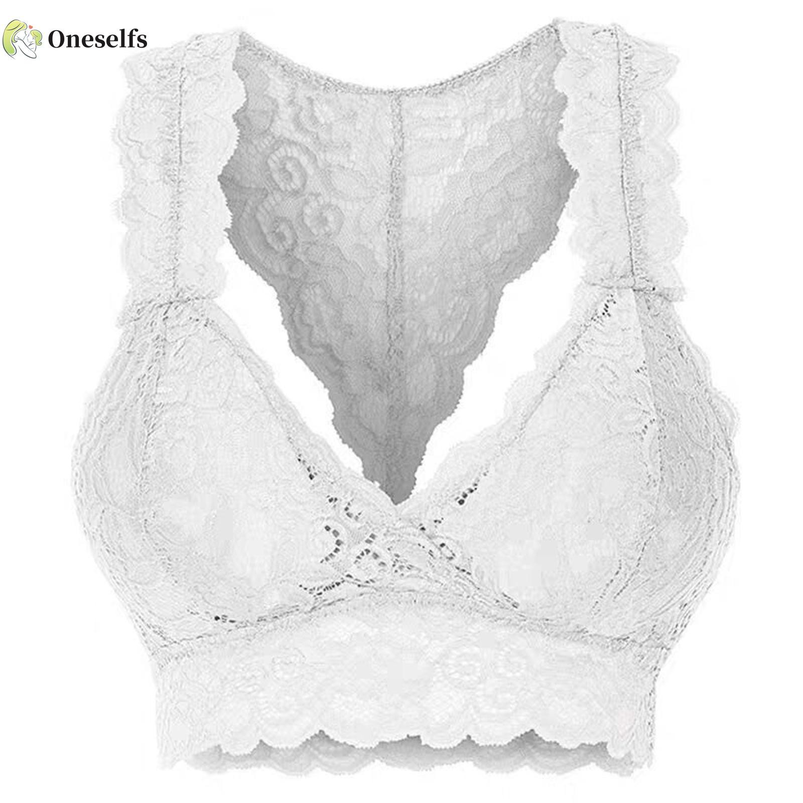 COD√OS❀Lace Bralettes for Women, Sexy V Neck Push-up Padded Wire Free T-Back Bra