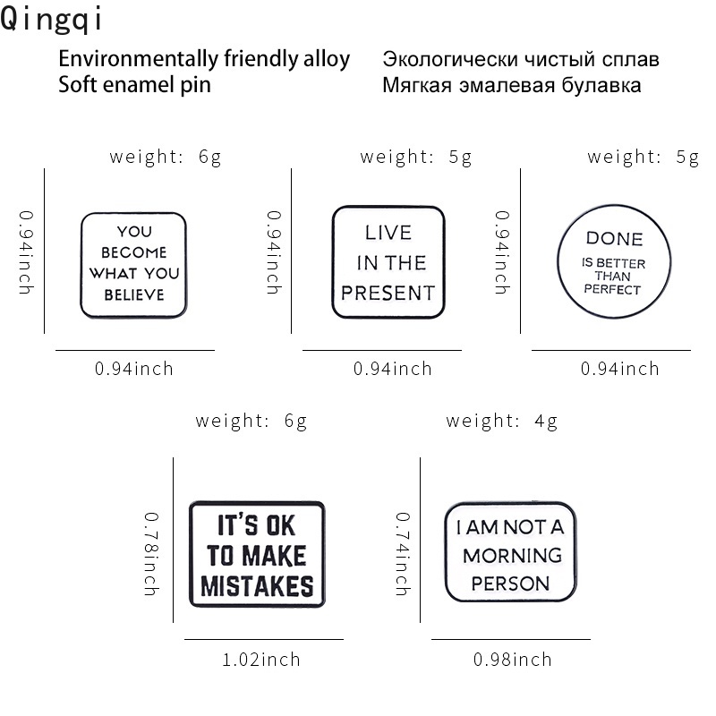 Ghim cài áo Miss Zoe tráng men họa tiết chữ nhiều thiết kế tùy chọn vui nhộn