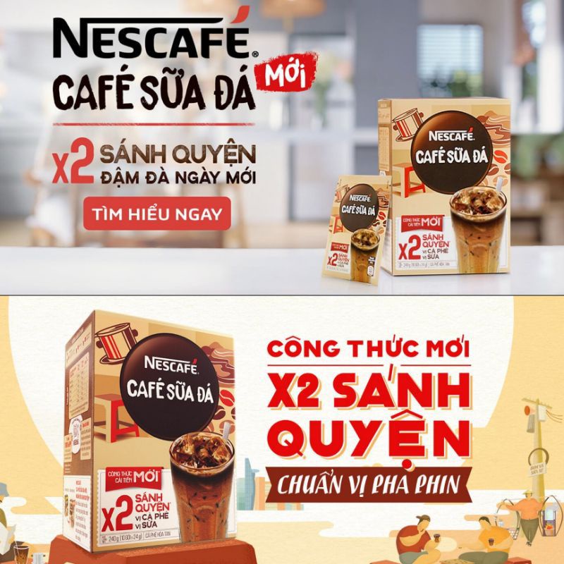 HỘP NESCAFE SỮA ĐÁ MỚI 3IN1- HỘP 10 GÓI- TẶNG 1LY
