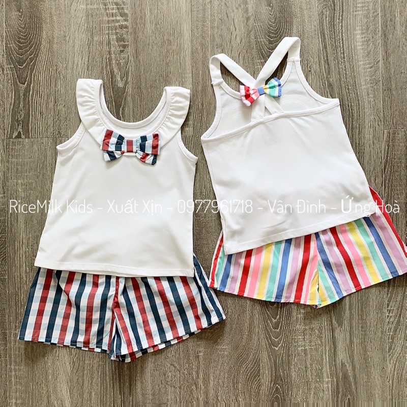 Bộ hè cho bé gái áo cotton quần thô xuất dư xịn