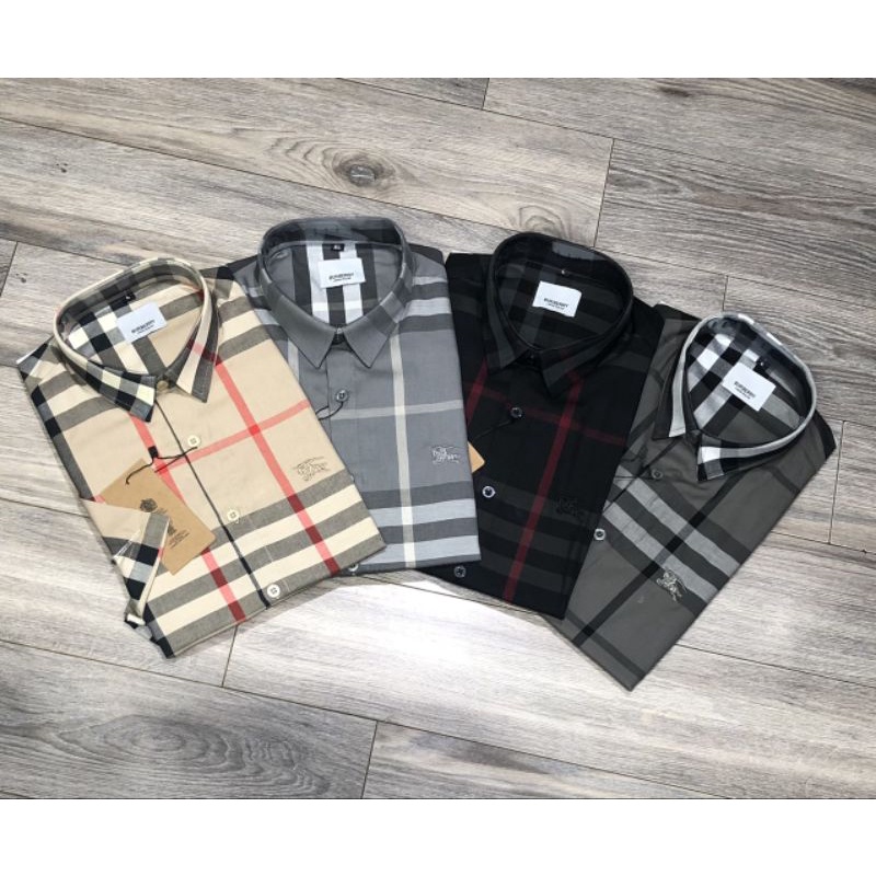 Sơ mi nam ngắn tay BBR chất cotton dày dặn thấm hút mồ hôi họa tiết kẻ nhỏ màu be