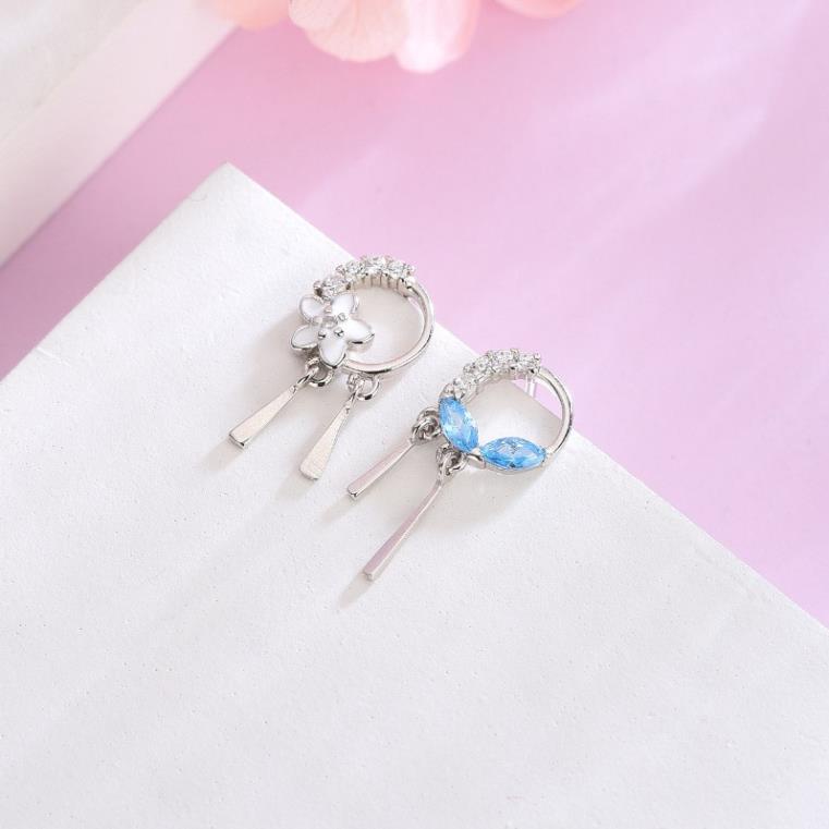 Bông tai bạc dành cho nữ khuyên tròn đính đá sang trọng MEZI Jewelry - ATJ7030B