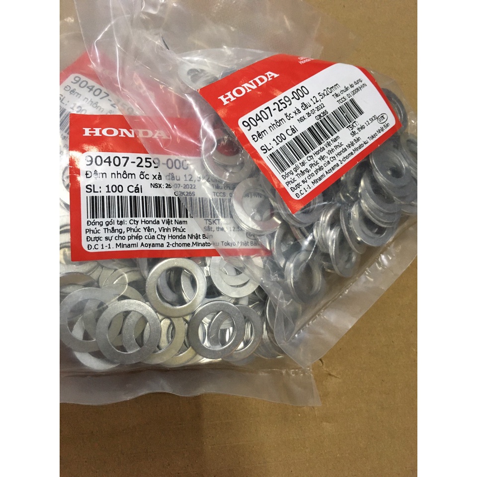 Long đen, Đệm nhôm ốc xả dầu 12.5x20mm  xe ga xe số Honda chính hãng