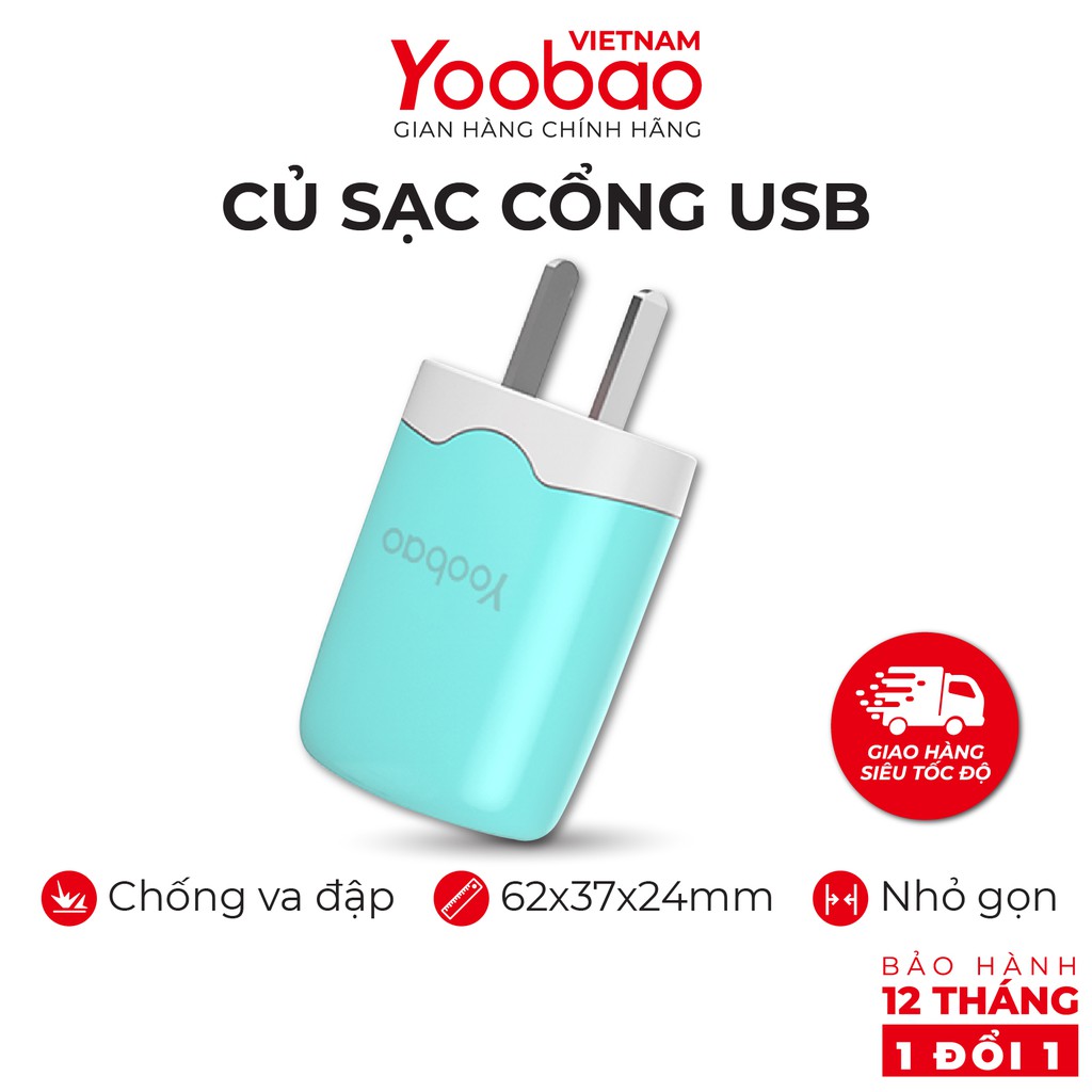 Củ sạc cổng USB Yoobao Y-720 - Chân chuẩn EU - Hãng phân phối chính thức Bảo hành 12 tháng 1 đổi 1