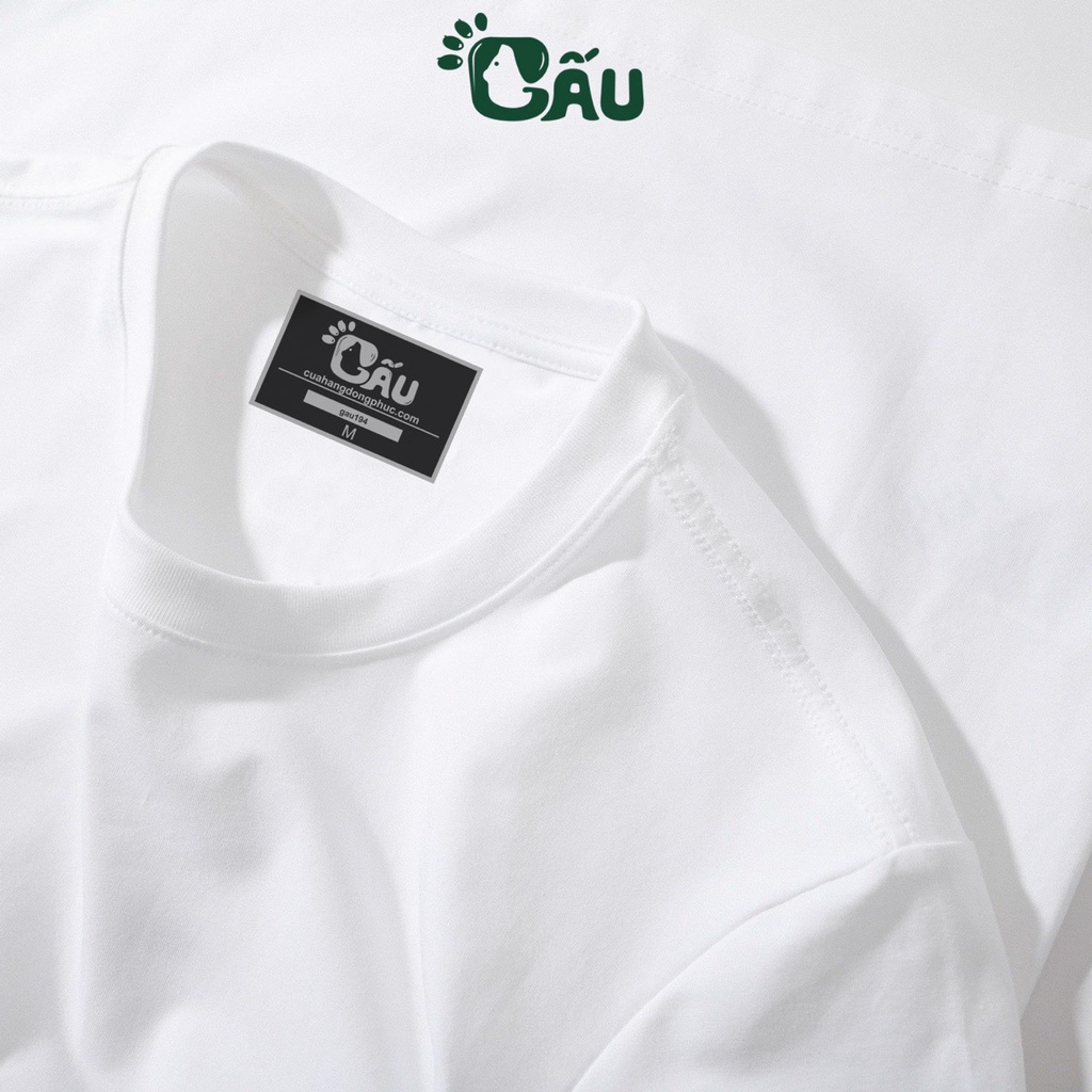 Áo thun trơn GẤU 194 unisex cổ tròn tay ngắn vải coton co dãn, dày dặn - form regular fit - TRƠN COTON