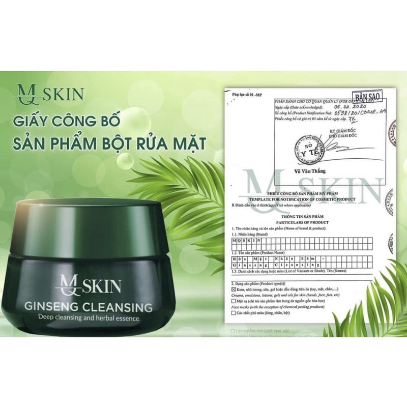 Bột Rửa Mặt Nhân Sâm Mqskin Nhuỵ hoa nghệ tây làm sạch da ngăn ngừa dầu bã nhờn