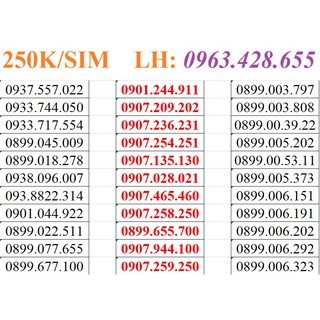 Sim Mobi 10 số đồng giá 250.000