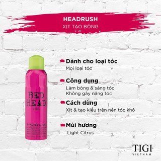XỊT SIÊU BÓNG TIGI HEADRUSH 200ML