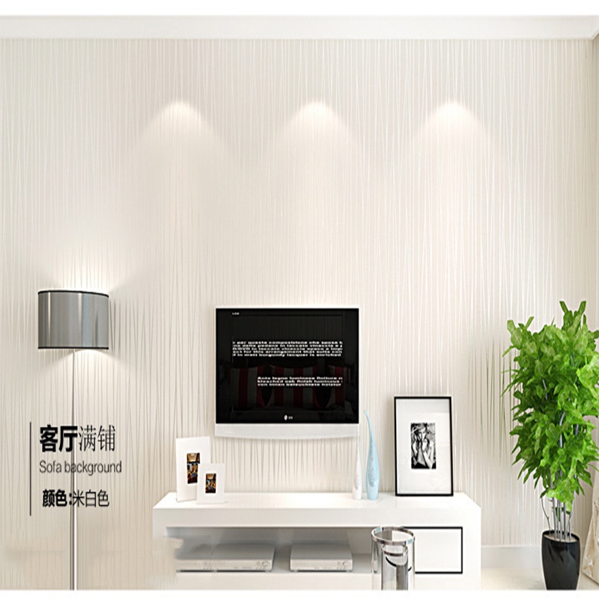Giấy dán tường trắng nhám nổi giá bán 1m x 45cm, giấy dán tường vân nổi có keo sẵn màu trắng - AZEVA