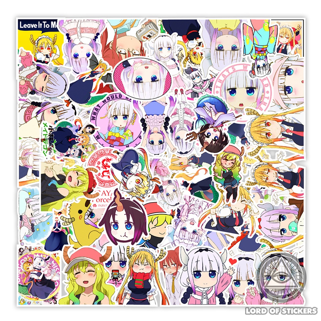 Set 50 Hình Dán Kobayashi's Dragon Maid Sticker Anime Cute Chống Thấm Nước Trang Trí Mũ Bảo Hiểm, Laptop, Ván Trượt, Sổ