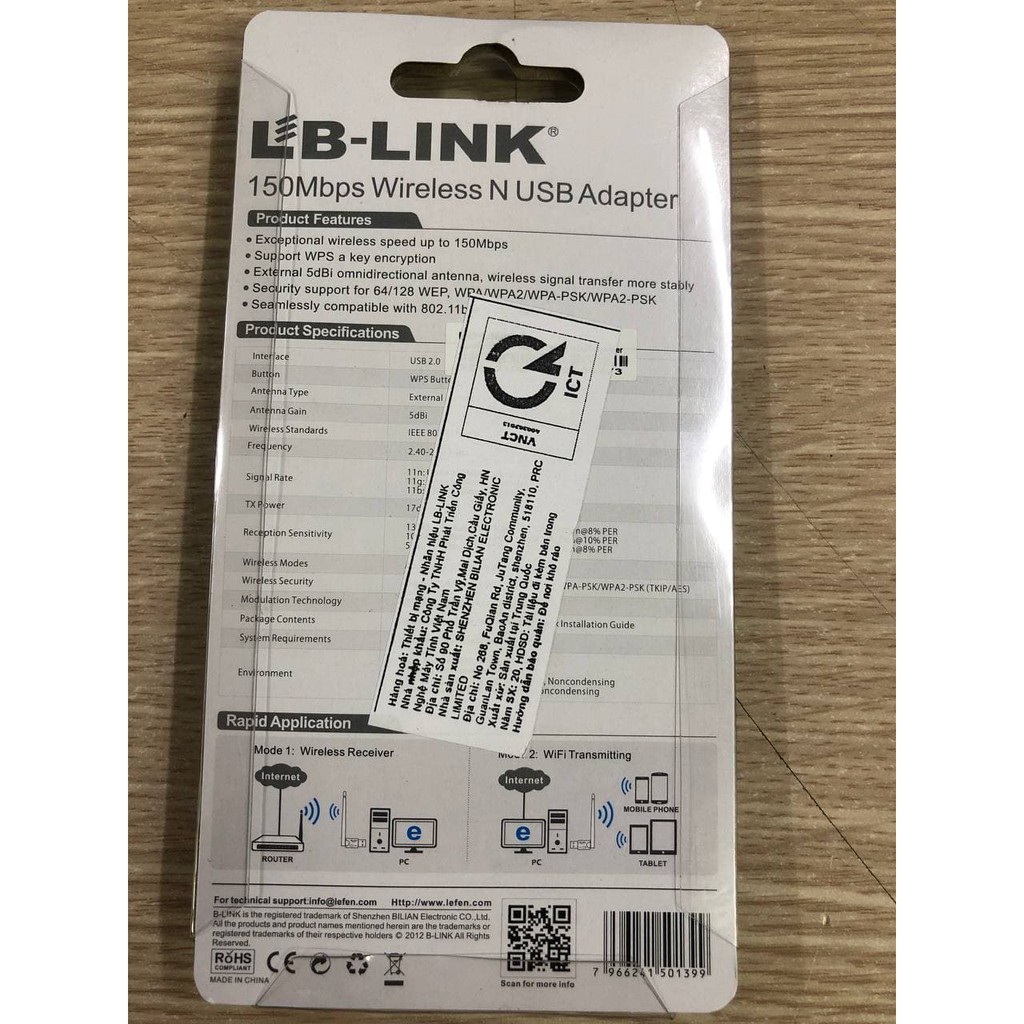 Bộ thu LB-Link BL-WN155A-150Mbps 1 râu- Bảo hành 24 tháng