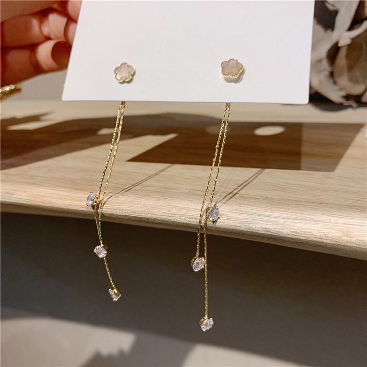 Bông Tai Vỏ Sò Đính Đá Thanh Lịch Dành Cho Nữ